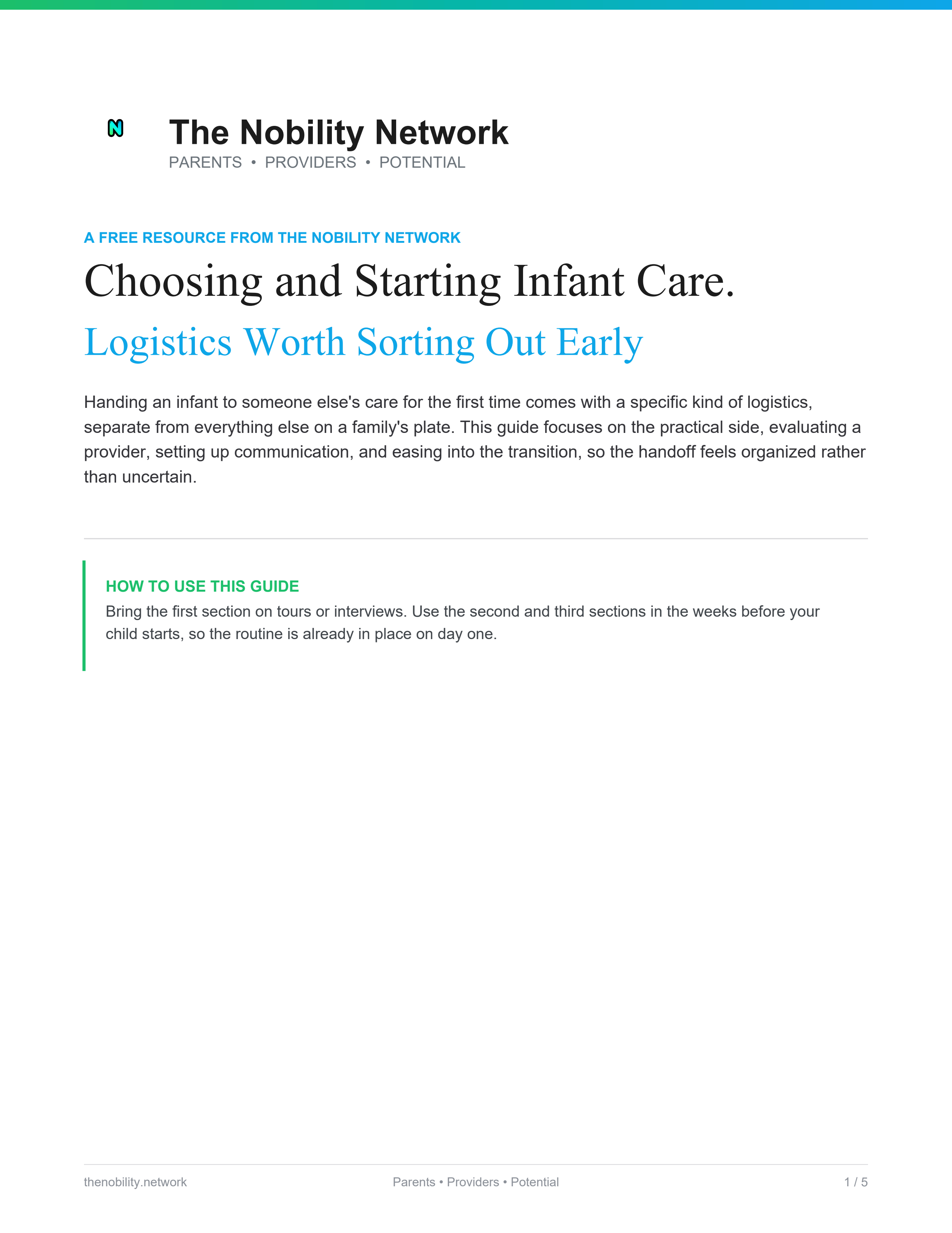 Choosing and Starting Infant Care — a guide to evaluating a provider and easing into the start