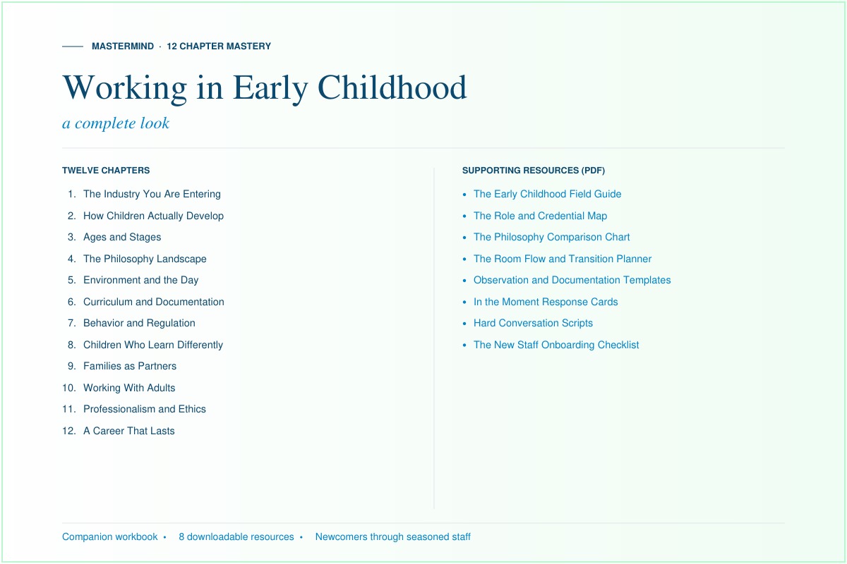 Working In Early Childhood - A Complete Look — a twelve chapter course covering the whole of the early childhood field