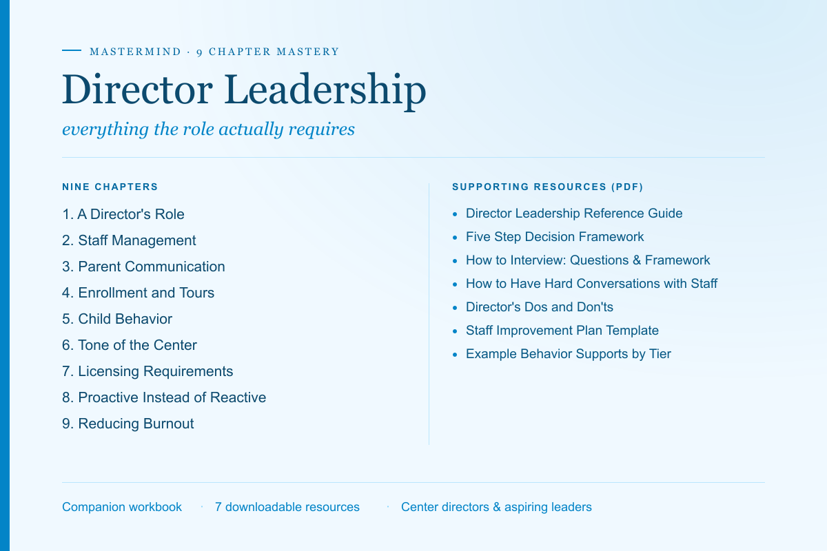 Director Leadership — everything the role actually requires, listing all nine chapters